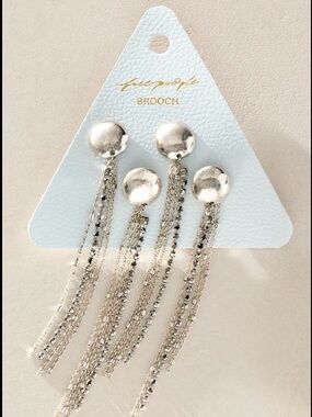 Free People Brandy Fringe Pin Set NWT silver